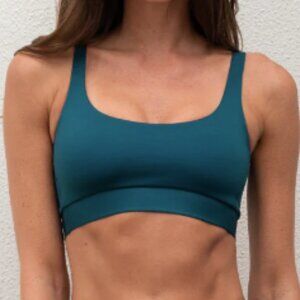 NWT Left on Friday Double Scoop Top Swimwear in Deep End (Teal) size Small